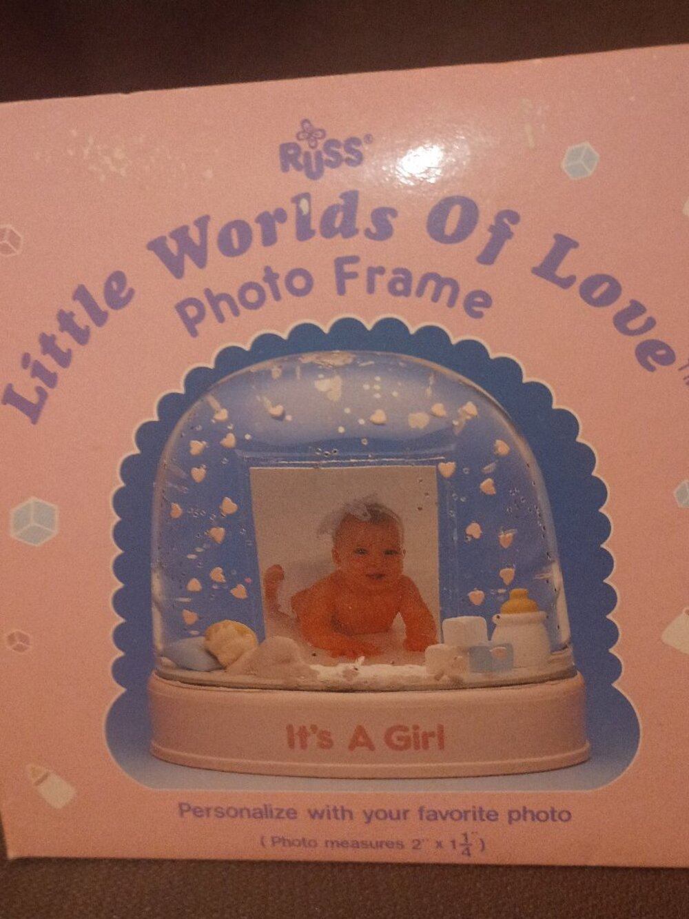 NWT! Vintage Russ "Little Worlds of Love," Photo Frame Snow Globe